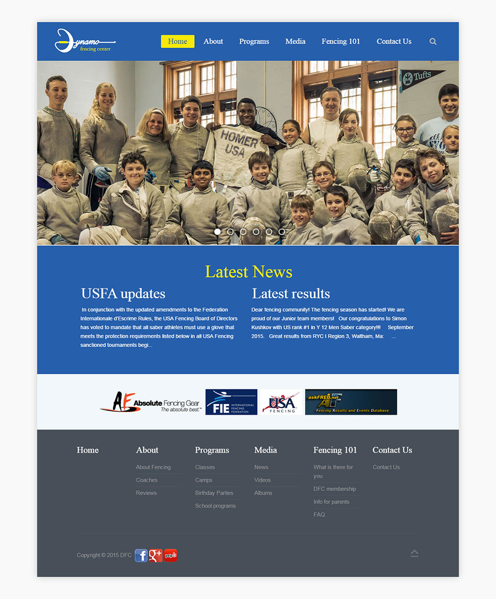 Сайт для Dynamo Fencing Center Boston